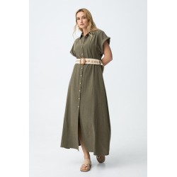 Vestido camisero mujer verde con cinturón Tiffosi vestido midi verano