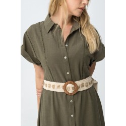 Vestido camisero mujer verde con cinturón | Tiffosi