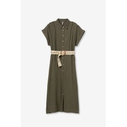 Vestido camisero mujer verde con cinturón | Tiffosi