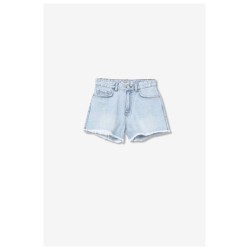 Short vaquero mujer tiro alto deshilachado denim claro Tiffosi