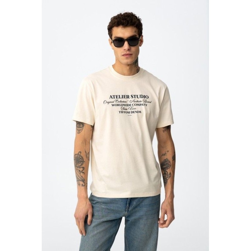 Camiseta hombre estampada azul y blanca | Tiffosi