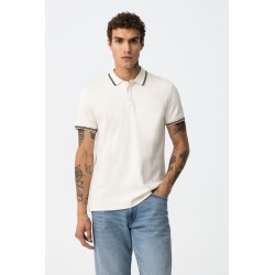 Polo hombre beige manga corta con detalle en cuello Tiffosi