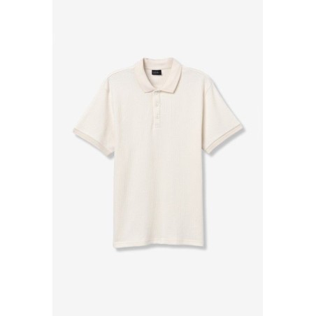 Polo hombre beige textura canalé manga corta Tiffosi