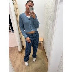 Cárdigan Corto Punto Azul Denim Mujer | Tiffosi