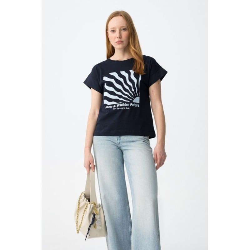 Camiseta azul marino estampada TIFFOSI para mujer
