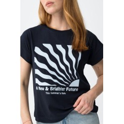 Camiseta estampada azul marino TIFFOSI mujer | La Petite By Rebeca