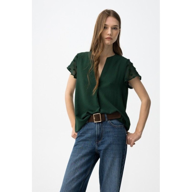 Blusa verde elegante TIFFOSI para mujer con mangas plumeti