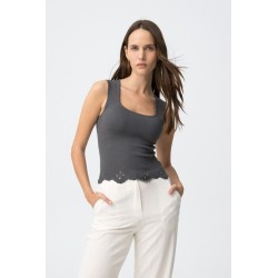 Top canalé gris TIFFOSI mujer | La Petite By Rebeca