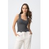 Top canalé gris TIFFOSI mujer | La Petite By Rebeca