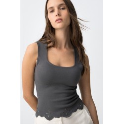 Top canalé gris TIFFOSI mujer | La Petite By Rebeca