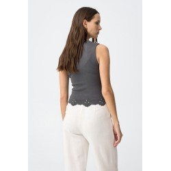 Top canalé gris TIFFOSI mujer | La Petite By Rebeca