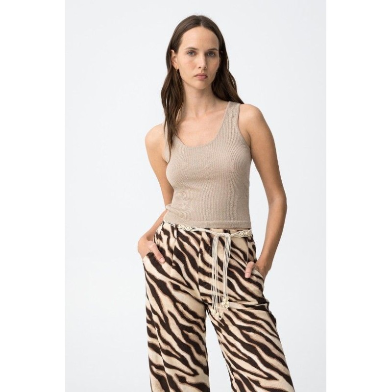 Top canalé beige TIFFOSI mujer | La Petite By Rebeca