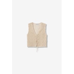 Chaleco crochet beige TIFFOSI mujer | La Petite By Rebeca