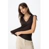 Top marrón escote pico TIFFOSI para mujer