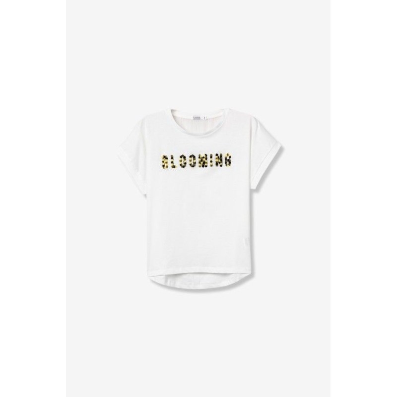 Camiseta blanca Blooming para mujer TIFFOSI con estampado animal print