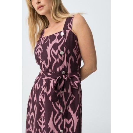 Vestido estampado granate y rosa mujer | Tiffosi