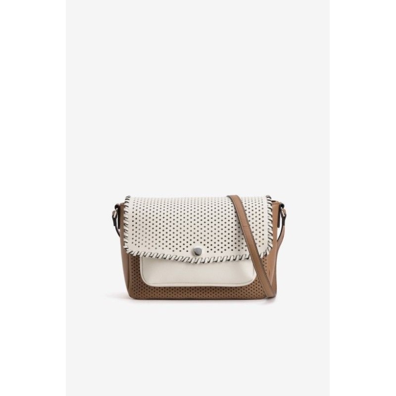 Bolso bandolera beige mujer Vilanova | Bolso blanco y camel