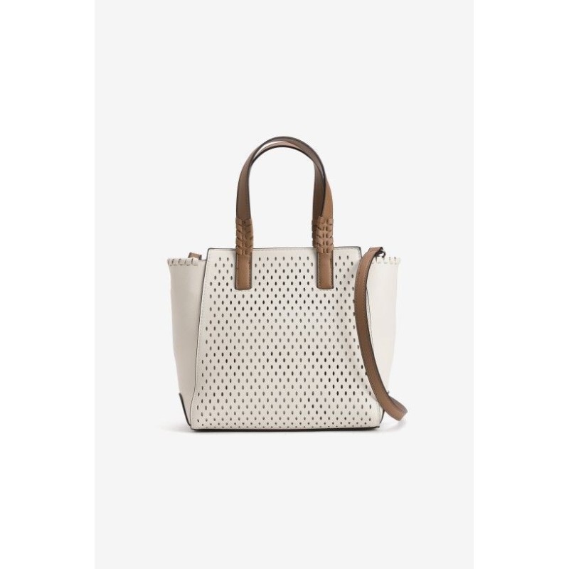 Bolso shopper blanco mujer Vilanova | Bolso blanco y camel