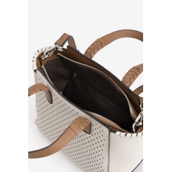Bolso shopper blanco mujer Vilanova | Bolso blanco y camel