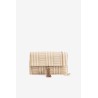 Bolso clutch rafia beige mujer Vilanova con cadena dorada