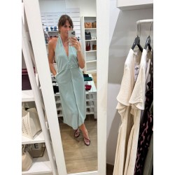 Vestido largo verde agua mujer TIFFOSI escote drapeado