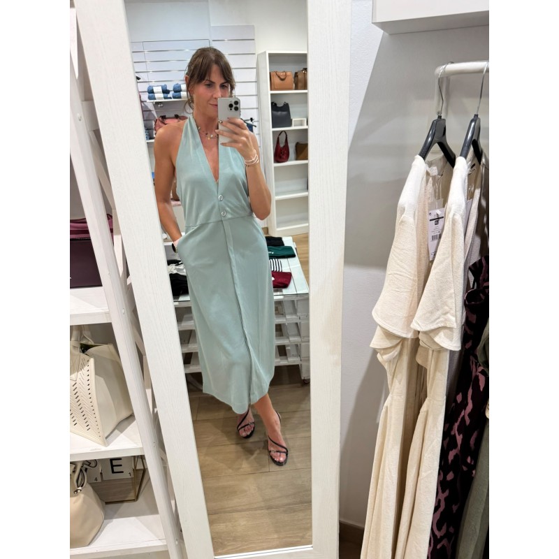 Vestido largo verde agua mujer TIFFOSI escote drapeado