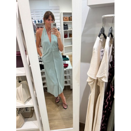 Vestido largo verde agua mujer TIFFOSI escote drapeado