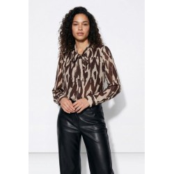 Blusa estampada marrón mujer con lazada TIFFOSI