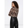 Blusa estampada marrón mujer con lazada | TIFFOSI