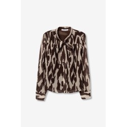 Blusa estampada marrón mujer con lazada | TIFFOSI