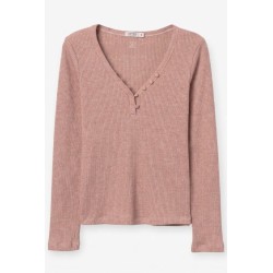 Jersey fino rosa mujer escote pico | TIFFOSI