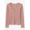 Jersey fino rosa mujer escote pico | TIFFOSI