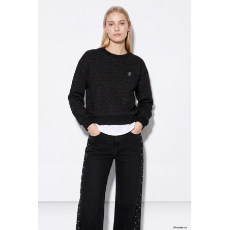 Vaqueros negros wide leg mujer TIFFOSI con tachuelas laterales