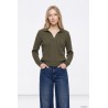 Jersey verde caqui de punto trenzado mujer TIFFOSI con cuello polo