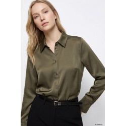 Camisa satinada caqui mujer TIFFOSI de manga larga con botones