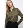 Camisa satinada caqui mujer TIFFOSI de manga larga con botones