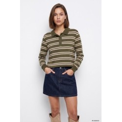 Polo de Rayas Verde Caqui Mujer | TIFFOSI