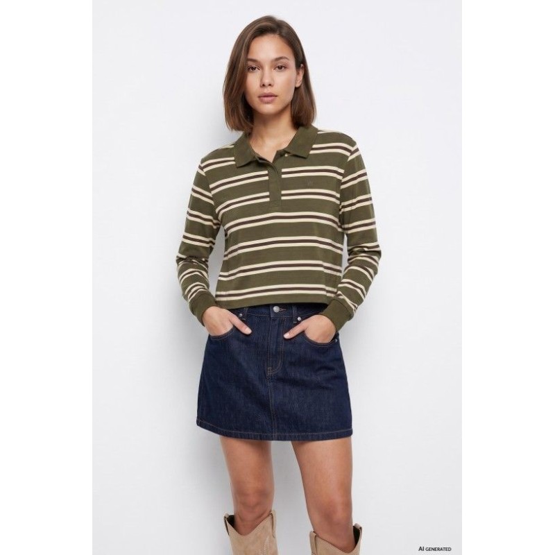 Polo de Rayas Verde Caqui Mujer | TIFFOSI