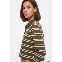Polo de Rayas Verde Caqui Mujer | TIFFOSI