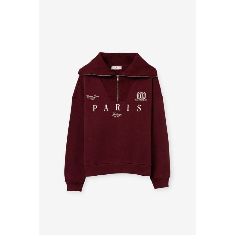 Sudadera Granate con Cremallera Mujer | TIFFOSI
