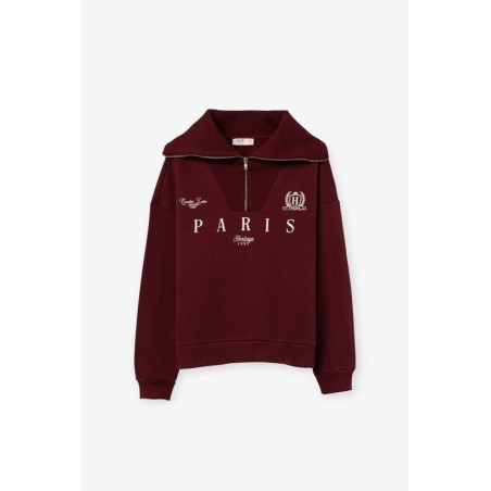 Sudadera Granate con Cremallera Mujer | TIFFOSI