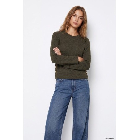 Jersey Verde Caqui con Botones Mujer | TIFFOSI