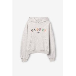 Sudadera gris con capucha mujer TIFFOSI con estampado multicolor