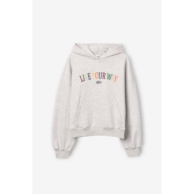 Sudadera gris con capucha mujer TIFFOSI con estampado multicolor