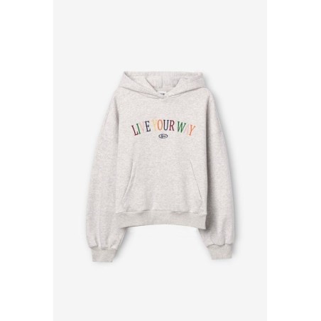 Sudadera gris con capucha mujer TIFFOSI con estampado multicolor