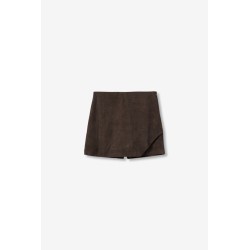 Falda Pantalón Marrón Efecto Ante Mujer | TIFFOSI