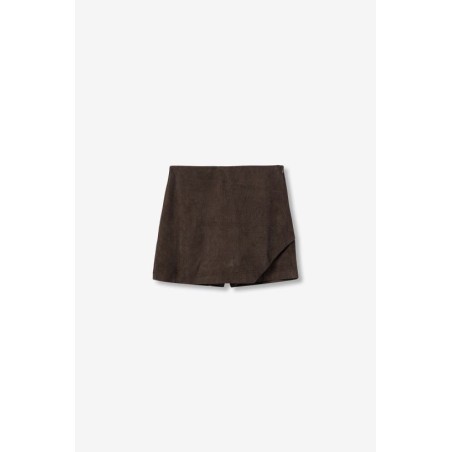 Falda Pantalón Marrón Efecto Ante Mujer | TIFFOSI