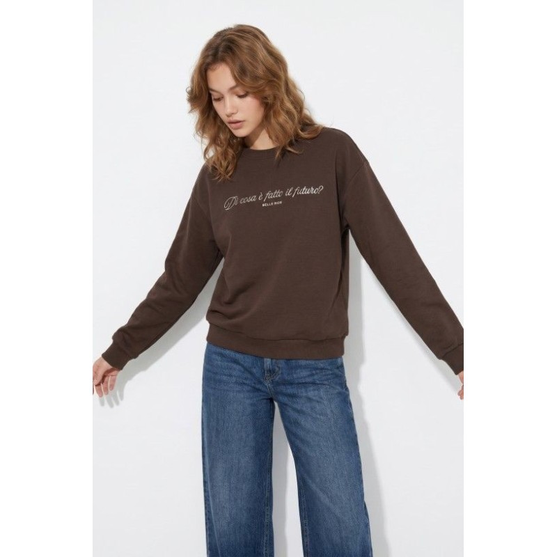 Sudadera Marrón con Mensaje Mujer | TIFFOSI