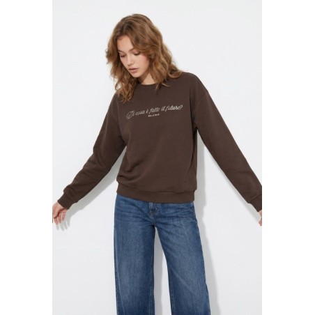 Sudadera Marrón con Mensaje Mujer | TIFFOSI
