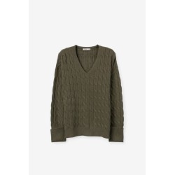 Jersey Verde Caqui Punto Trenzado Mujer | TIFFOSI